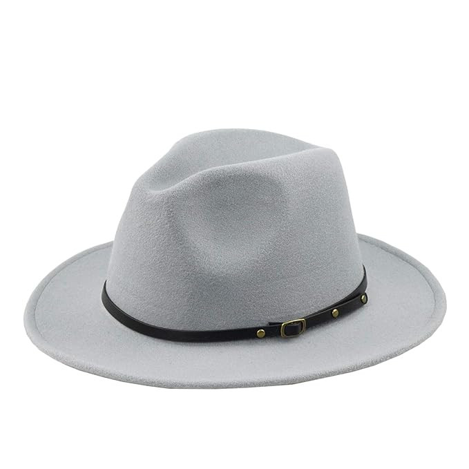 Women Belt Buckle Fedora Hat Vintage Wool Jazz Hat Panama Hat | Amazon (US)