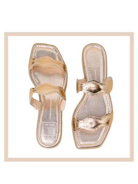 Gold distressed leather slide on summer party vacation resort sandals 

#LTKparties #LTKworkwear #LTKshoecrush