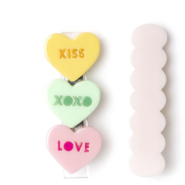 Multi Candy Hearts Pastel Shades Alligator Clips | Maisonette
