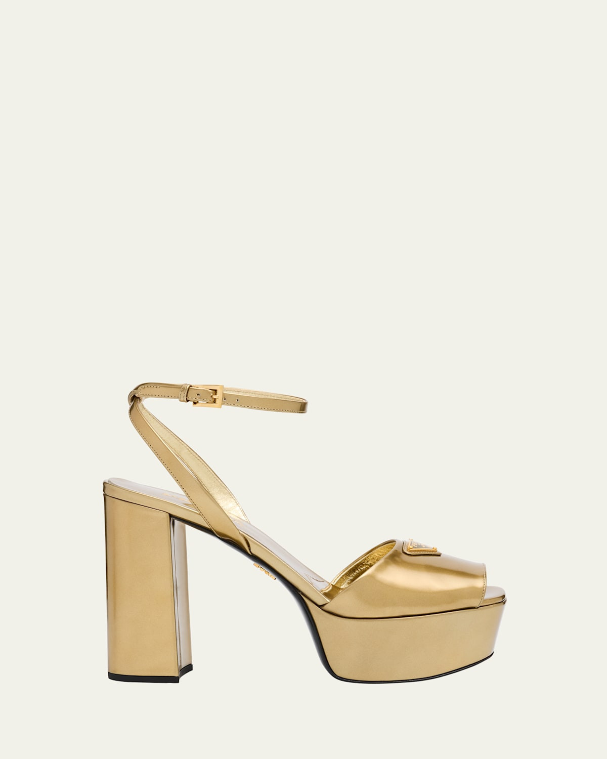 Metallic Leather Ankle-Strap Platform Sandals | Bergdorf Goodman