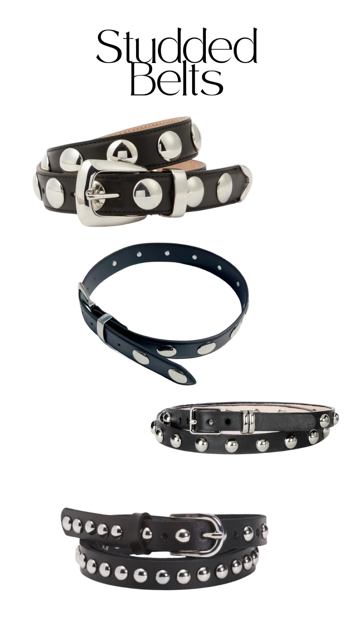 I love that studded belts are making a come back in the fashion world — if you love the Khaite Benny Belt, these are great and more affordable options! 

#LTKfindsunder100 #LTKstyletip #LTKMostLoved