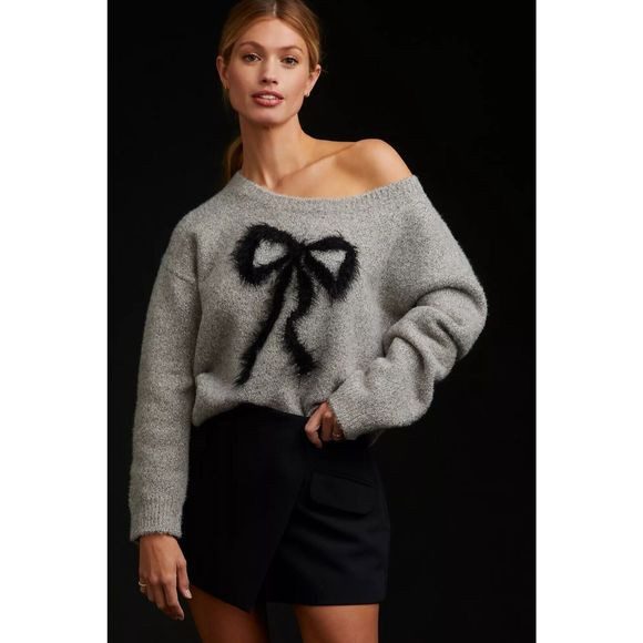 New Maeve Anthropologie Womens Sweater  Blend Holiday Bow size Medium | Poshmark