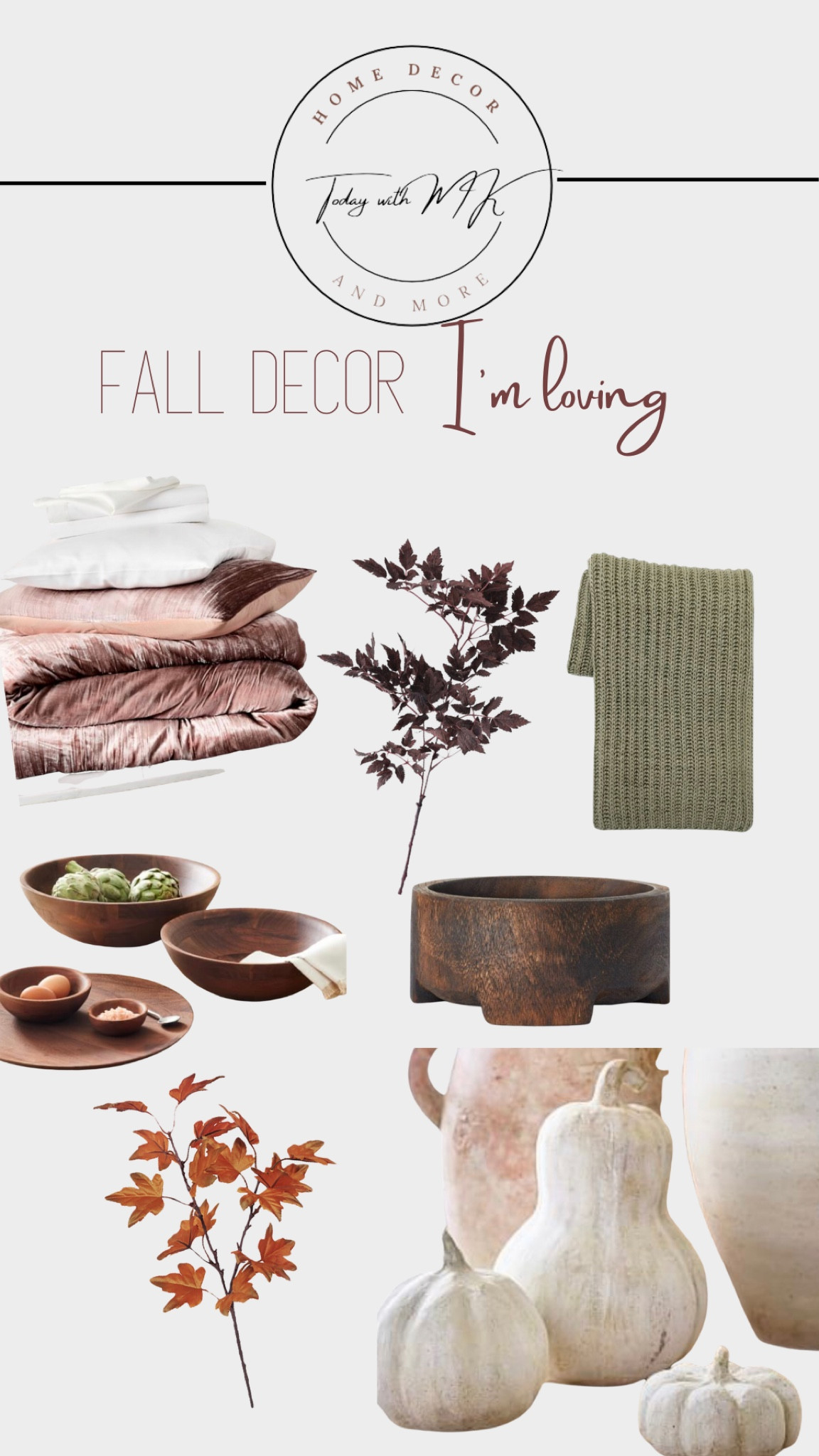 Fall decor I’m loving!
.
Fall stems, fall leaves, faux stems, fall decor, velvet quilt, fall quilt, wood bowl, wood accessories, wooden bowl, cement pumpkins, stone pumpkins, neutral pumpkins, neutral fall decor

#LTKhome #LTKSeasonal