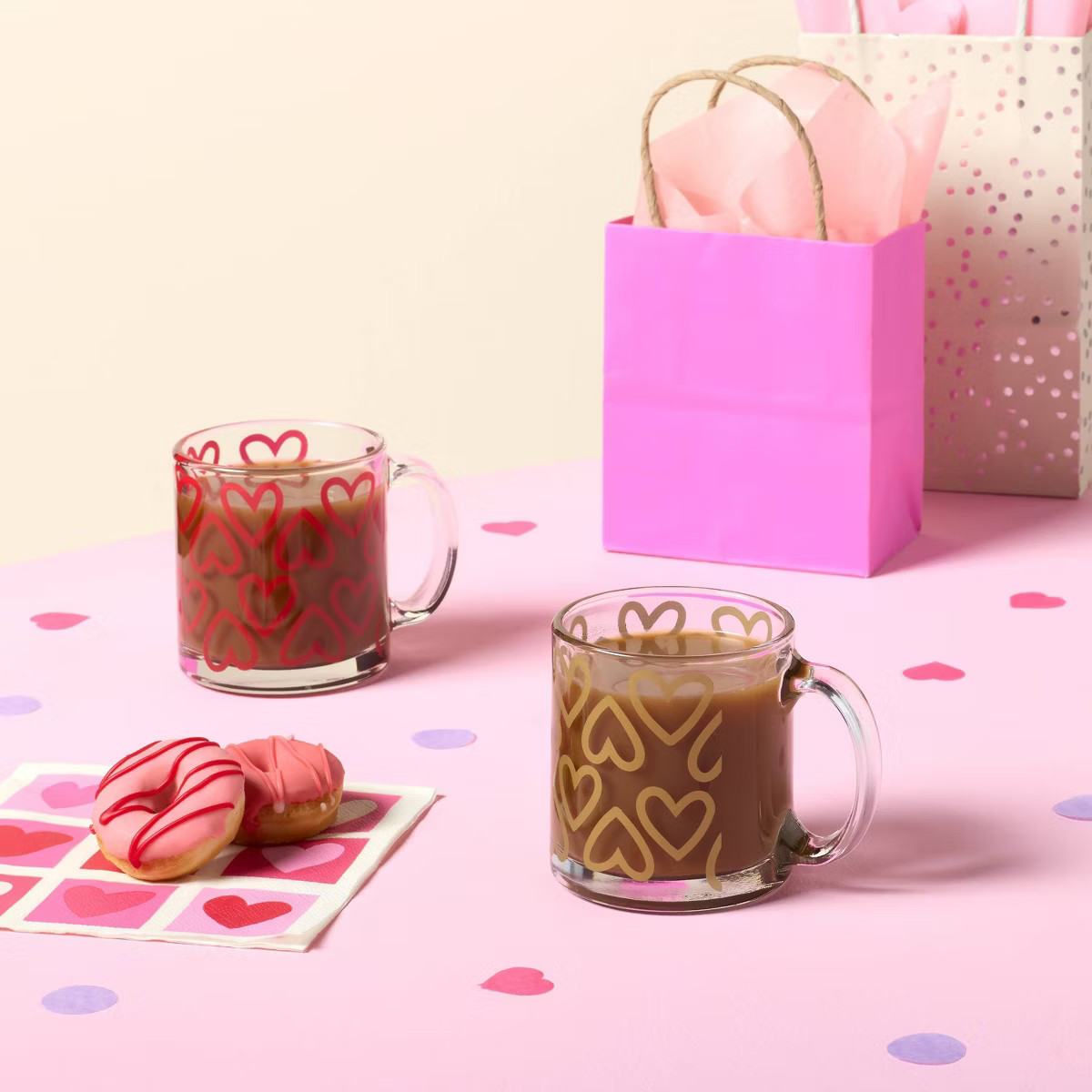 13 fl oz Glass Mug Red Hearts - Spritz™ | Target