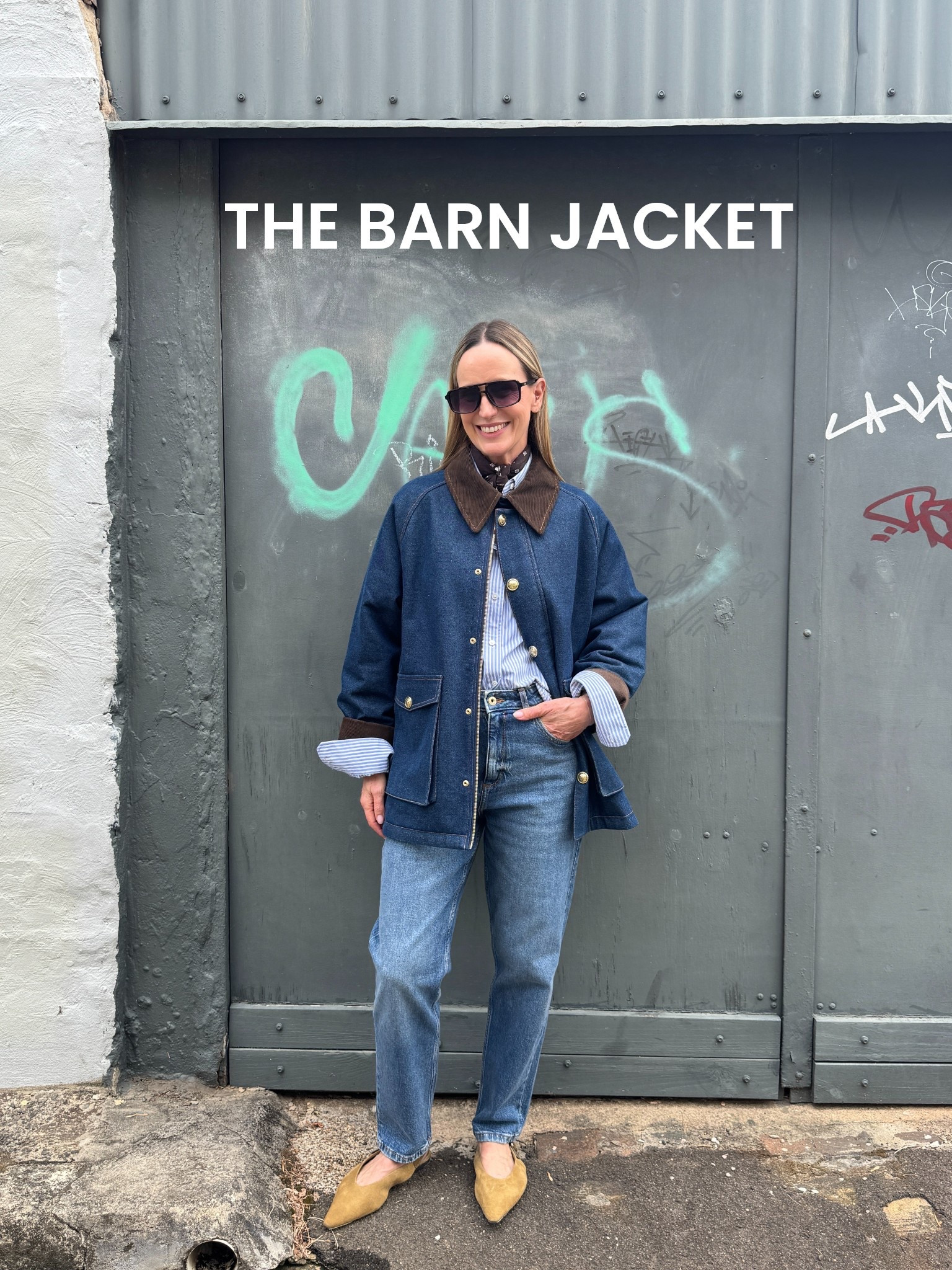 Another of the jacket shapes you should have on your radar is the The Barn Jacket. It’s usually in a denim or cotton canvas so it’s a great weight for that inbetween time of year where it can be hot or cold or somewhere between the two. Best for more casual moments and available in every price point! I love them over denim or cotton canvas or cord pants and a flat shoe or trainer. You should definitely consider having one of these in your wardrobe!
I’m wearing jacket from Sandro Paris, jeans from Agolde at Net a Porter, shoes from Zara, Le Specs sunglasses.

#LTKaustralia #LTKspring #LTKautumn