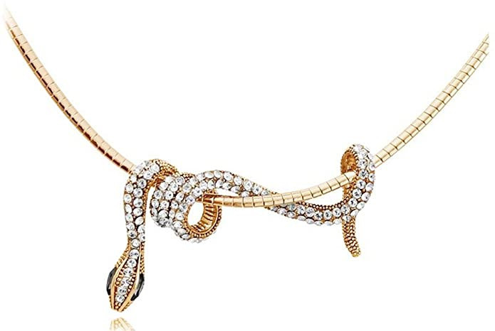 HEN-NIGHT Personality Necklace Crystal Small Snake Winding Shape Necklace | Amazon (US)