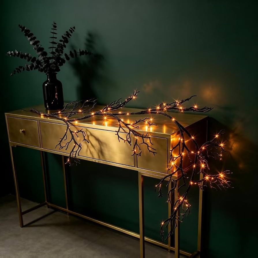 HipTree 6FT Halloween Lighted Black Vine Garland Orange Purple Lights | Amazon (US)