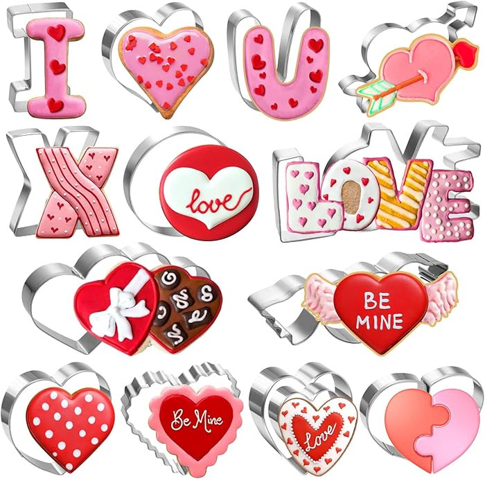 Lezmarket 15 PCS Valentine's Day Cookie Cutters Set, Stainless Steel Cookie Cutters for Wedding V... | Amazon (US)