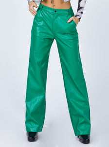 Ashlea PU Pants Green | Princess Polly US