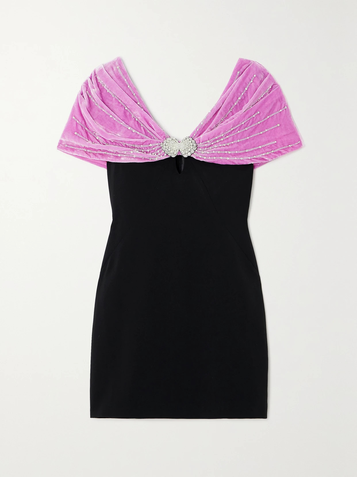 SALONI Kaila embellished velvet-trimmed crepe mini dress | NET-A-PORTER | NET-A-PORTER (US)