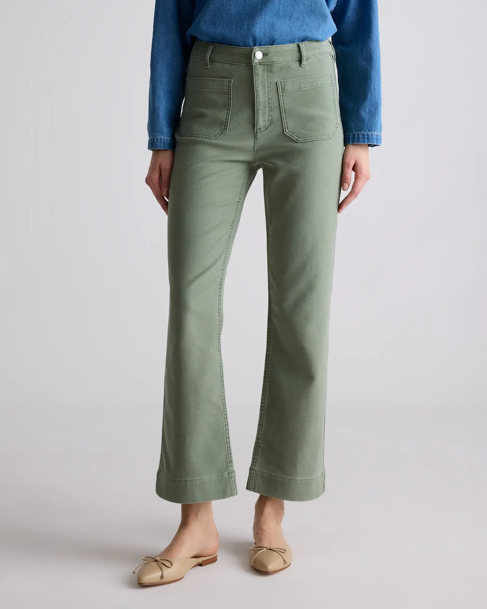 French Terry Wide Leg Pants in Faded Cargo | Quince