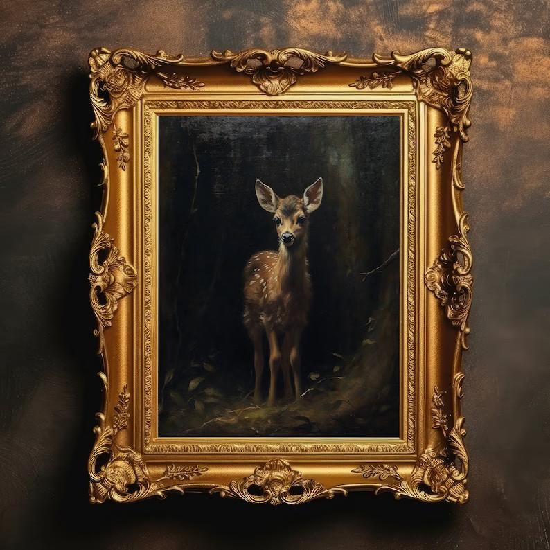 Little Deer Fawn Baby Deer Wall Art Woodland Painting - Etsy | Etsy (US)