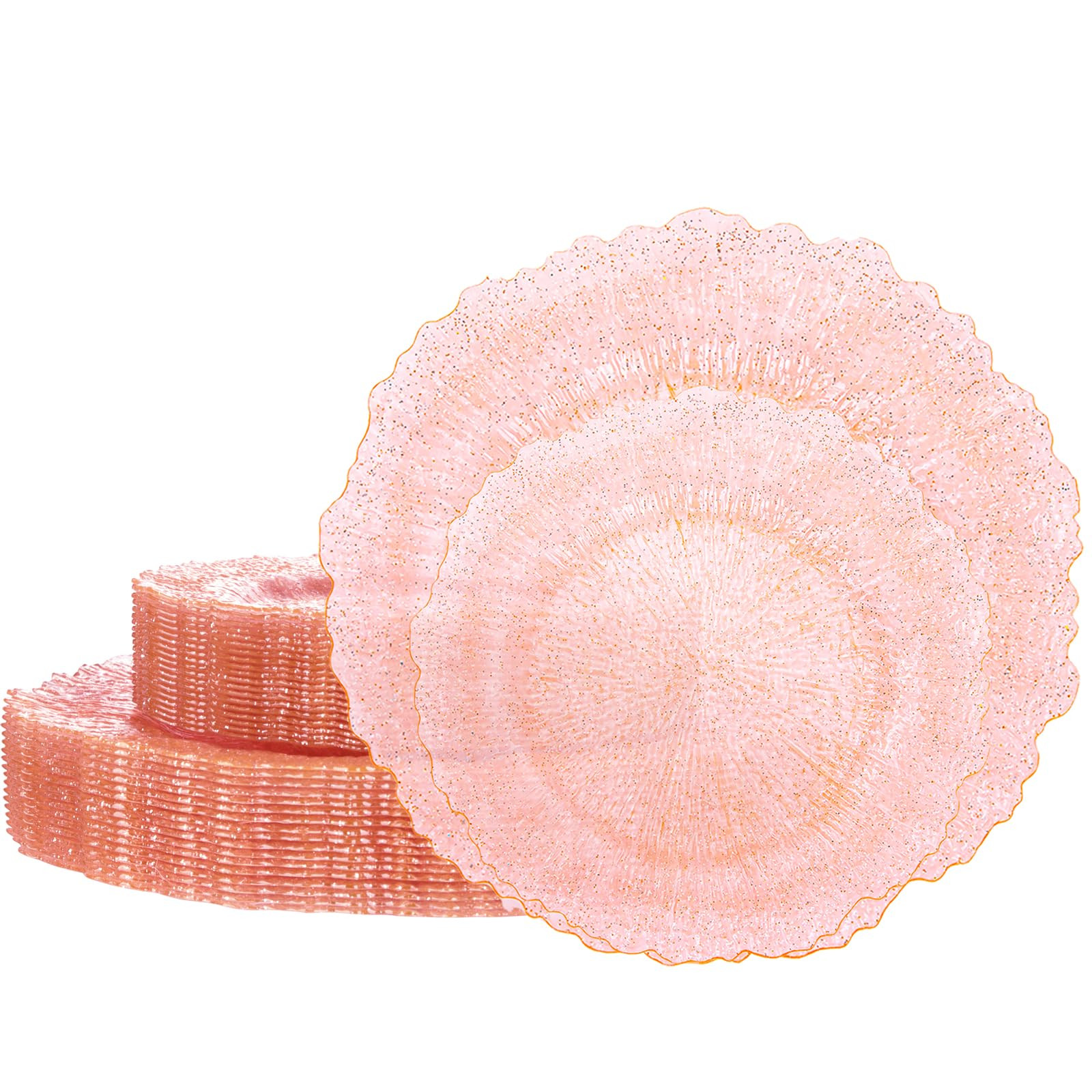 U-QE 60PCS Pink Plates for Party - Pink Valentines Plates Disposable Heavy Duty - Clear Pink Plas... | Amazon (US)