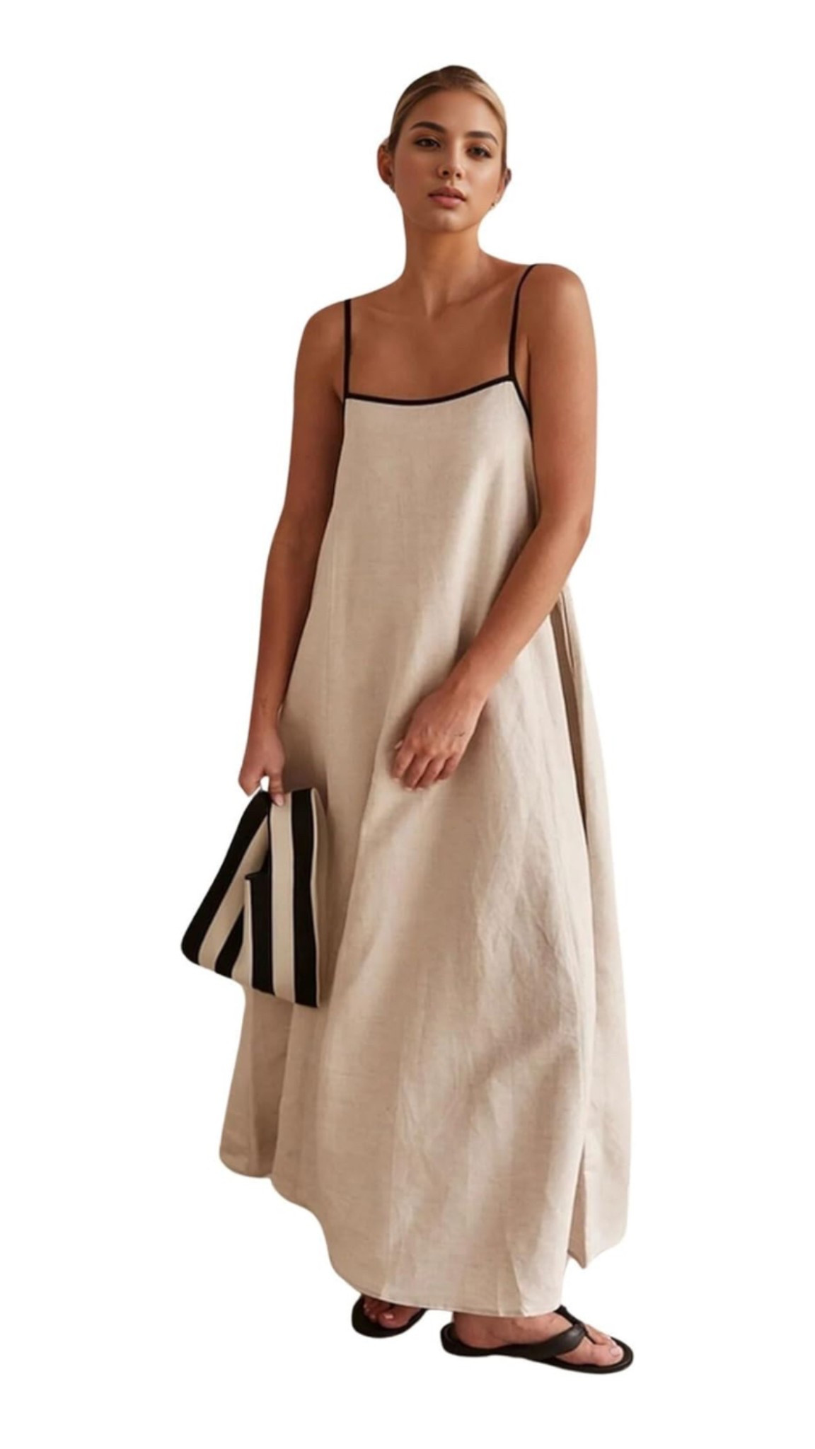 Linen flows strappy dress