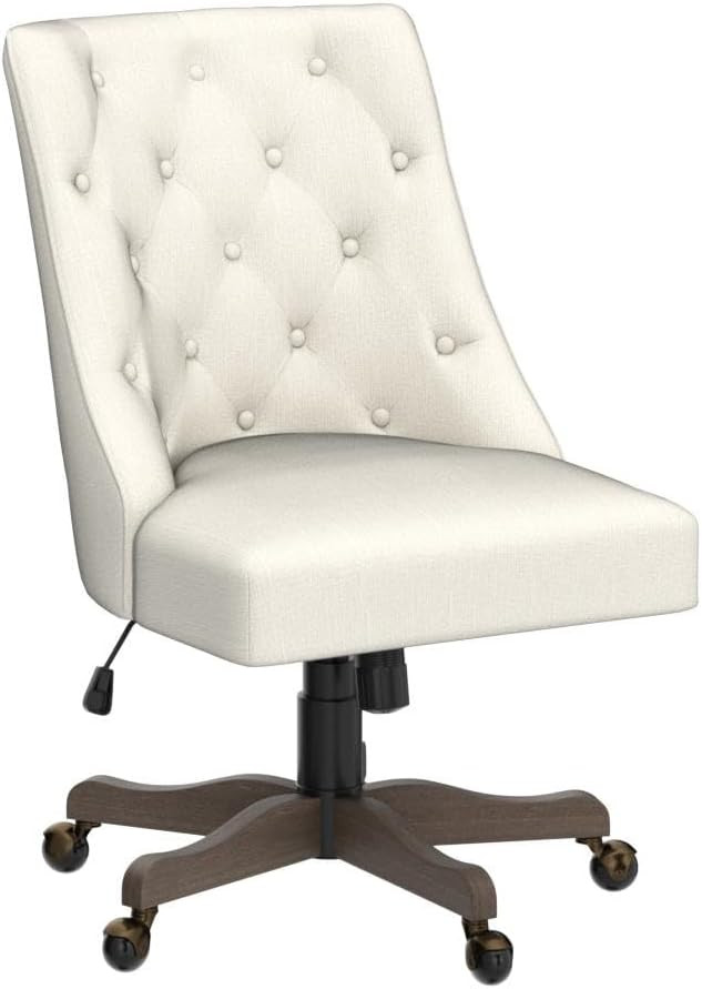 Modern Tufted Armless Home Office Chair, Comfy Upholstered Desk Chair with Vintage Wood Base, Hei... | Amazon (US)