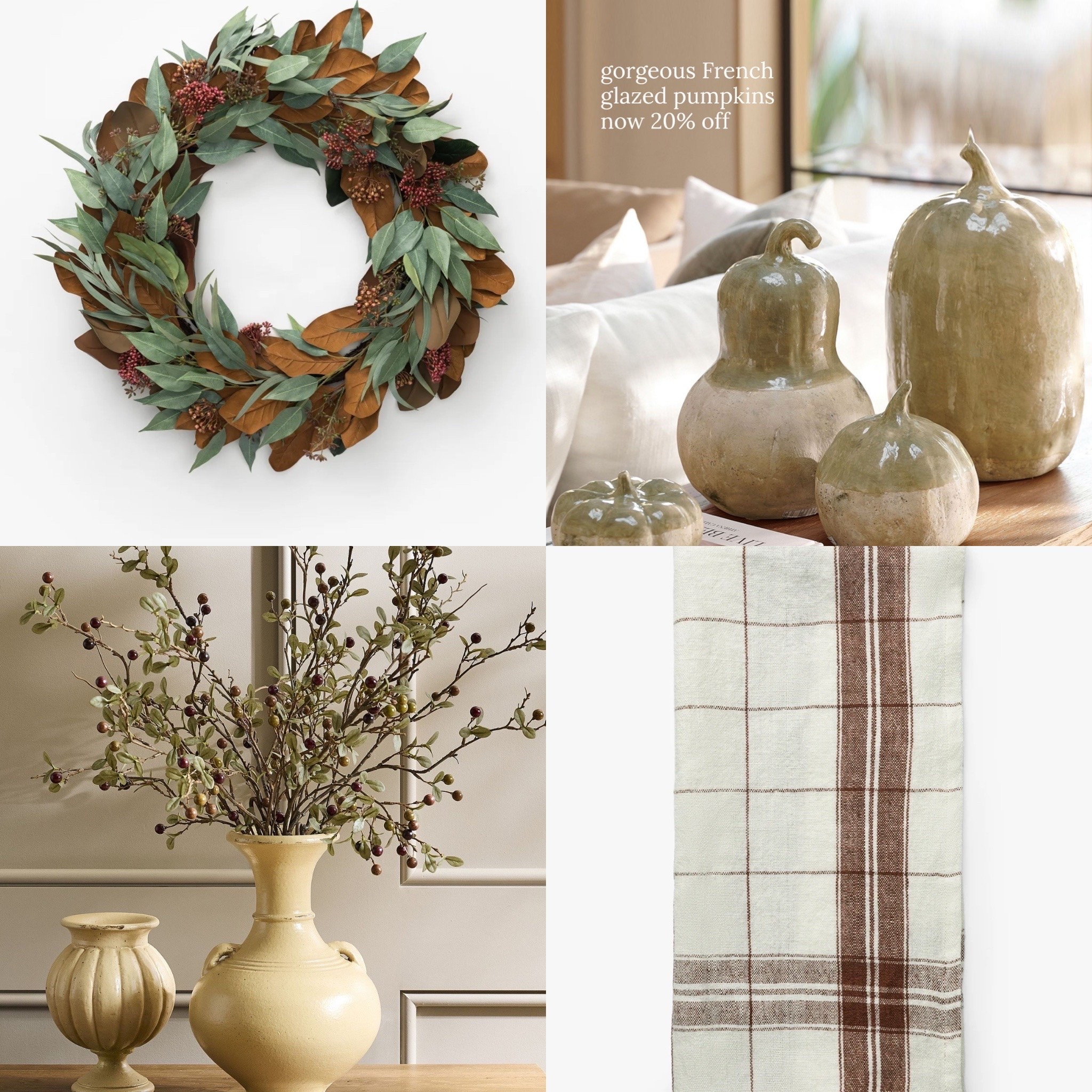 Some fall finds I’m loving lately!!! And the glazed pumpkins are on sale!

Home decor, fall decor, kitchen decor, faux branches, fall branches, fall wreath

#LTKHome #LTKSaleAlert #LTKSeasonal