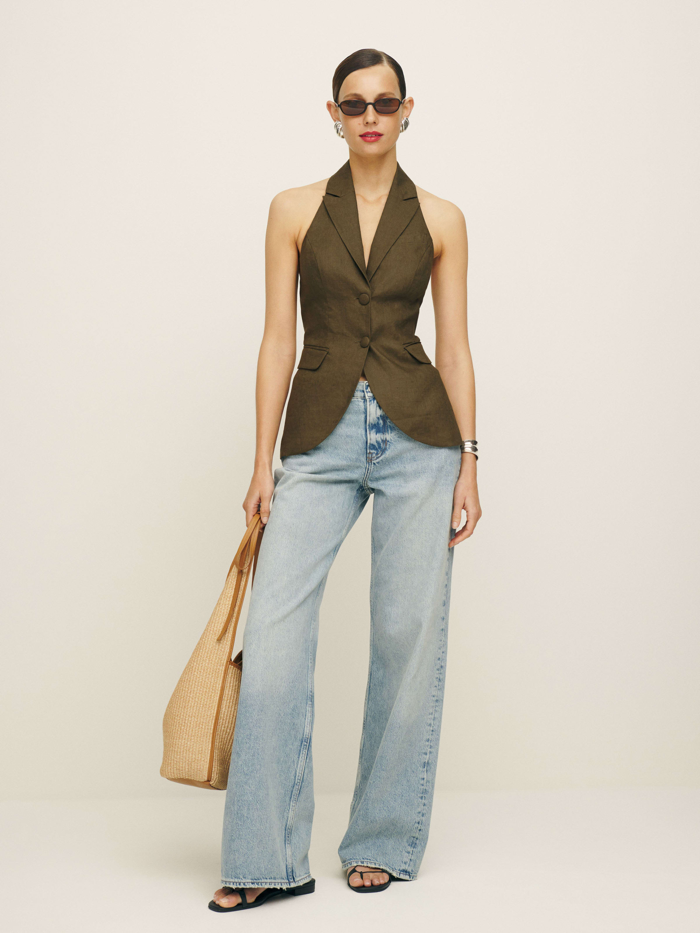 Brennan Linen Vest | Reformation (Global)