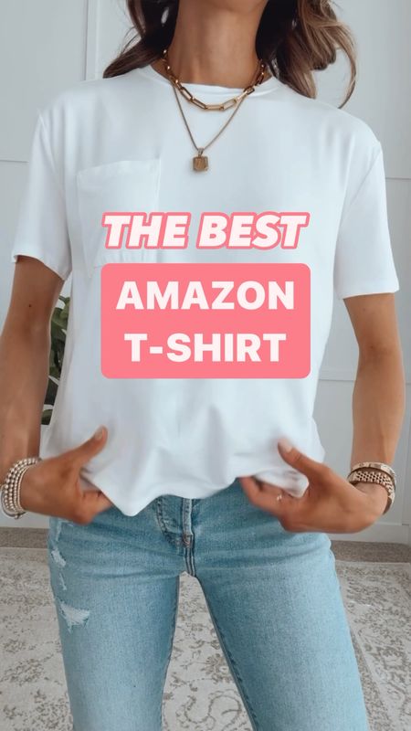 This t-shirt is the ultimate capsule wardrobe staple! Comes in a pack of two! It’s buttery soft and stretchy. Dress it up or down. Suggest a nude bra underneath for a no see through effect. I’m wearing my true to size, small. 

#LTKFindsUnder50 #LTKStyleTip #LTKVideo