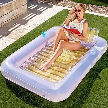 SLOOSH Inflatable Tanning Pool Lounger Float, 70" x 46" Pool Floats Adult with Pillow, 4 in 1 Sun... | Amazon (US)