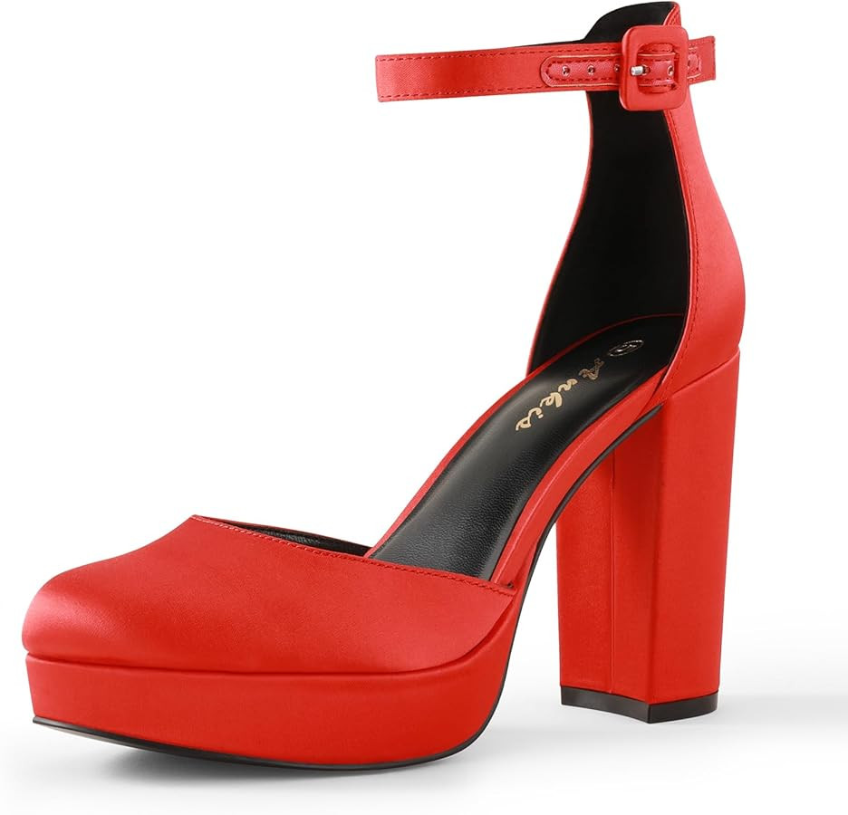 Ankis Black Platform Closed Toe Heels for Women, Womens Heels Closed Round Toe Chunky Block Pumps... | Amazon (US)