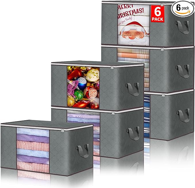 Clothes Storage Bags Foldable Blanket Storage Bins for Closet Organizers Storage Containers with ... | Amazon (US)