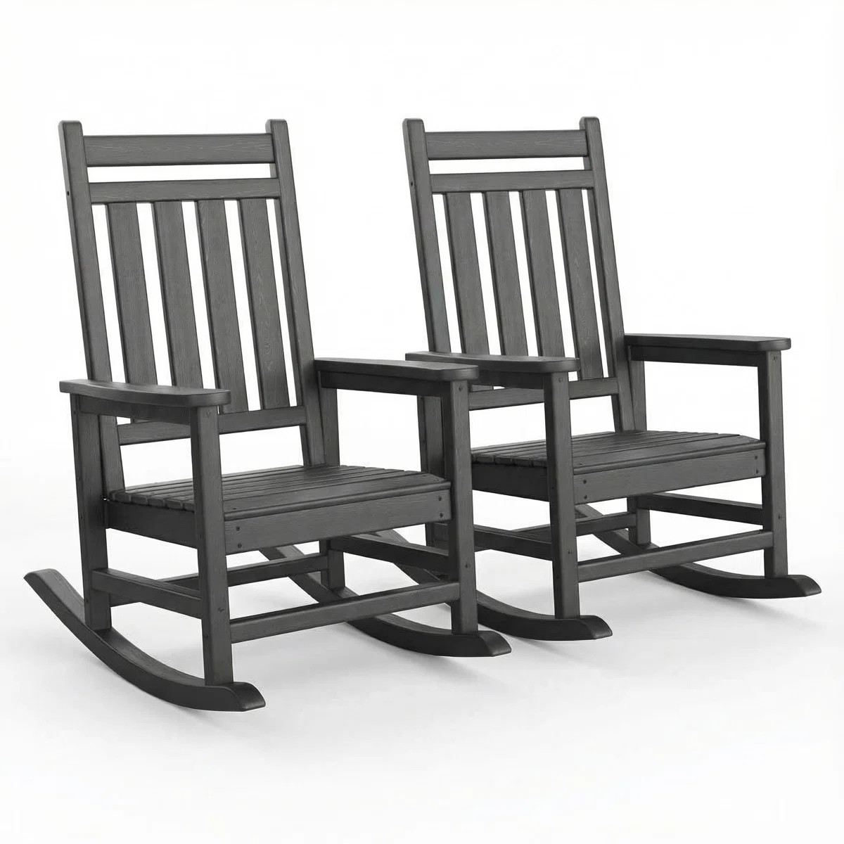 Set of 2 Outdoor HDPE Adirondack Rocking Chairs, High-Back Poly Lumber Porch Rockers for Adults, ... | Wayfair North America
