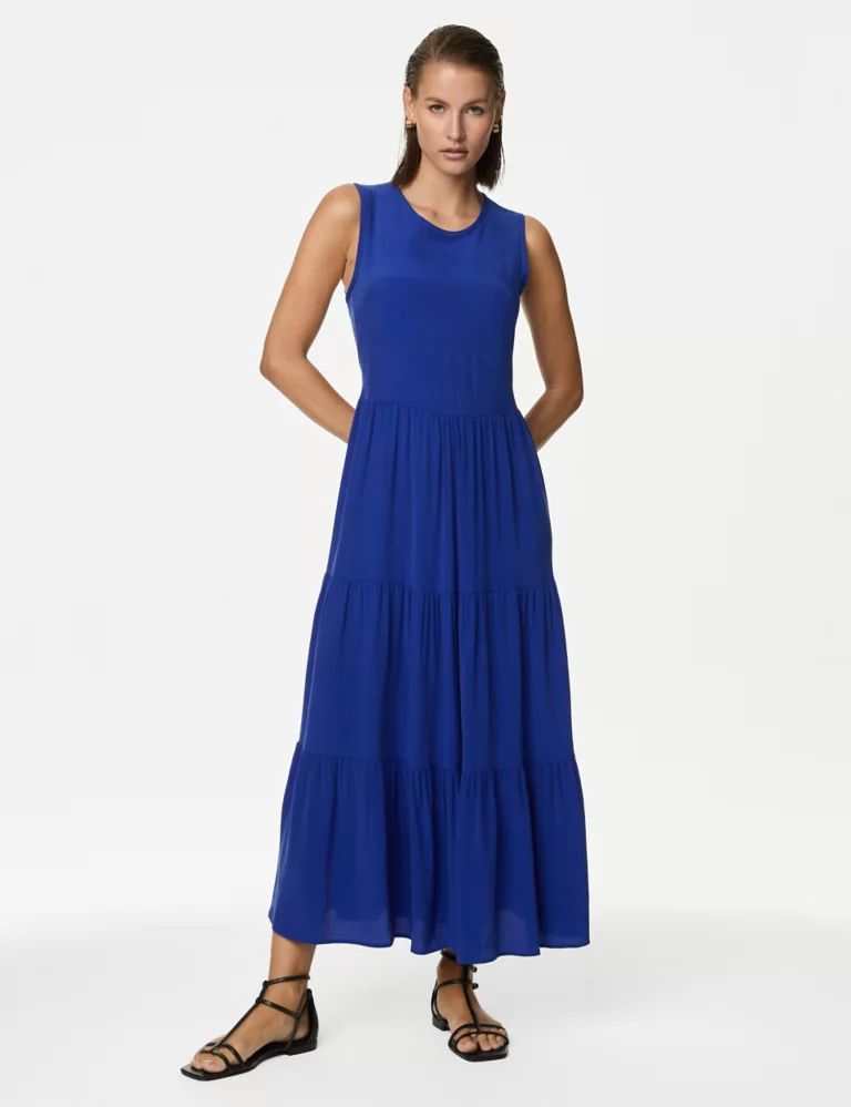 Cupro Rich Tiered Midaxi Dress | Marks & Spencer (UK)