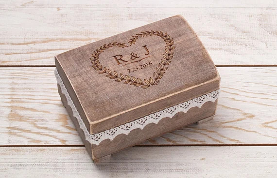 Ring Bearer Box, Wedding Ring Box, Personalized Ring Holder, Custom Wooden Box for Ring, Rustic E... | Etsy (US)