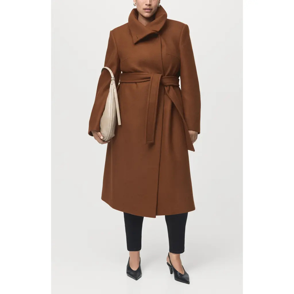 MANGO Manteco Virgin Wool Blend Coat in Medium Brown at Nordstrom | Nordstrom