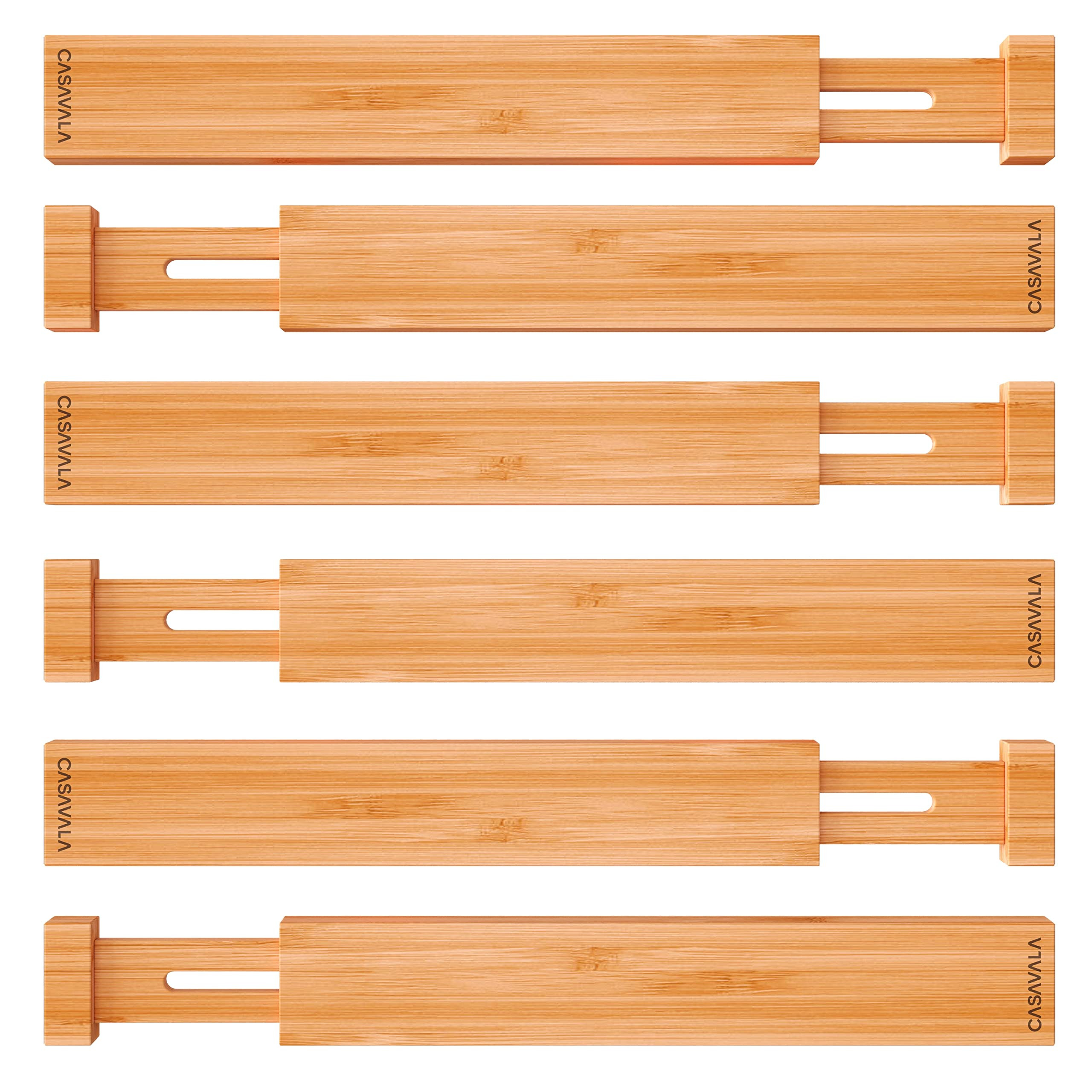 Bamboo Expandable Drawer Dividers - Adjustable Drawer Separators for Kitchen [17.5" expandable to 22 | Amazon (US)