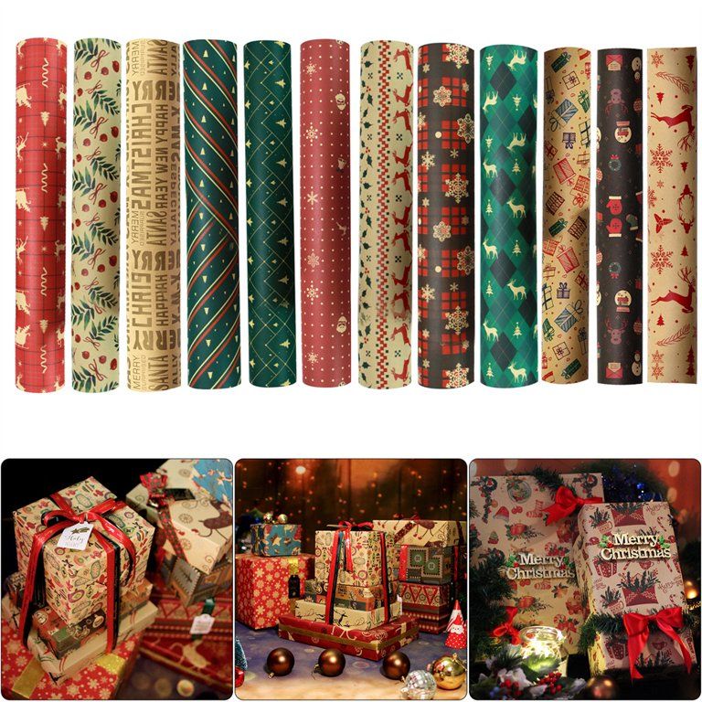 Aousthop Kraft Multi-color Paper Gift Wrap Papers, (12 Rolls) 3.68 sq ft. - Walmart.com | Walmart (US)