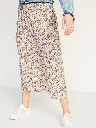 Smocked-Waist Floral-Print Midi Skirt for Women | Old Navy (CA)