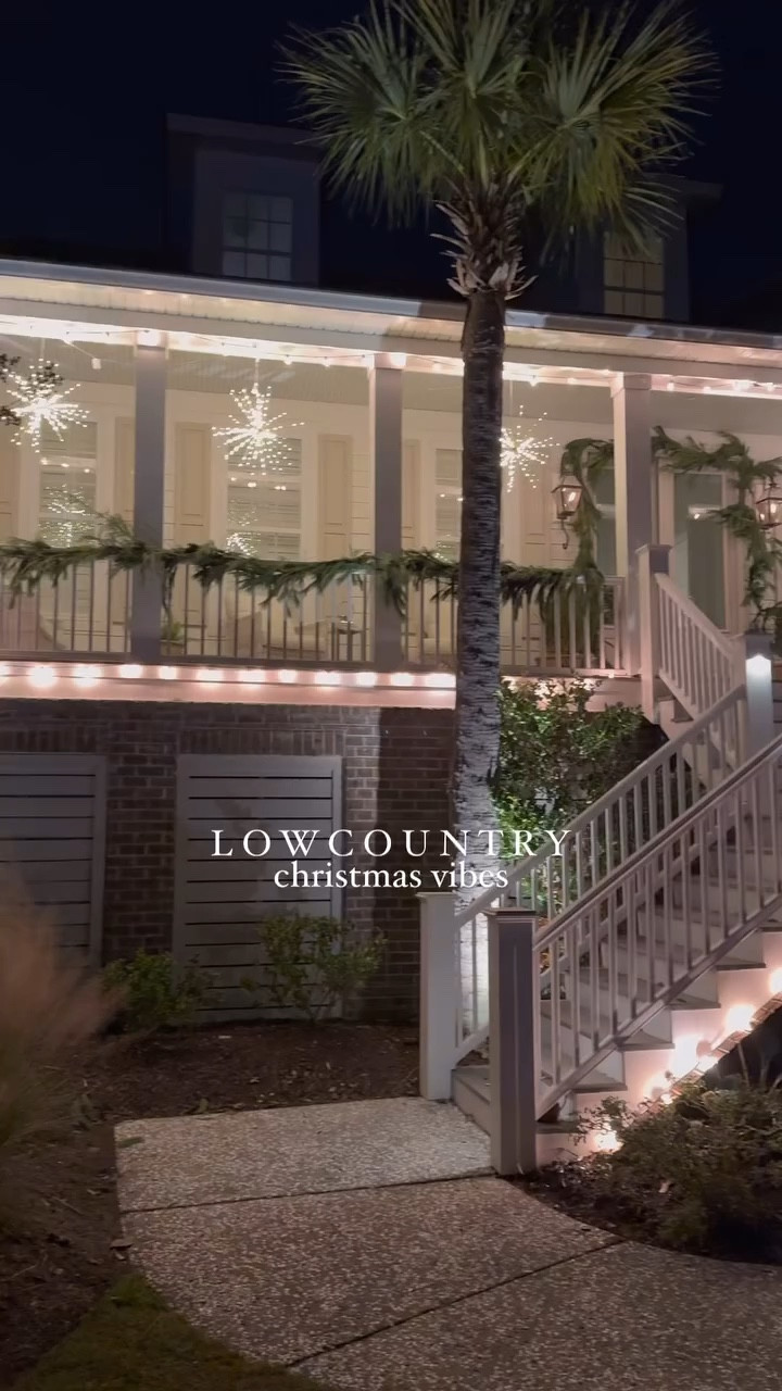 FAQ on our garland - it’s live from Costco. I am planning to hang faux this year because it only lasts a few weeks here in our Charleston! Pulling out our Christmas decor this weekend, I can’t wait to share more inspiration and what I’ve found that you can shop✨.

#coastalliving #charlestonsc #christmas2024 #southernliving #holidayhome