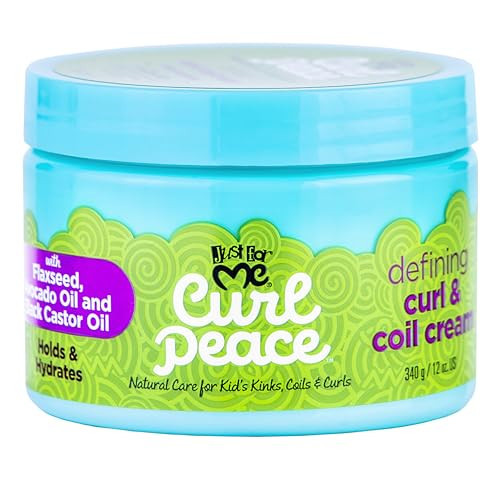 Just For Me Curl Peace Defining Curl & Coil Cream - Holds & Hydrates, Contains Flaxseed, Avocado Oil & Black Castor Oil, No Animal Testing, 12 oz | Amazon (US)