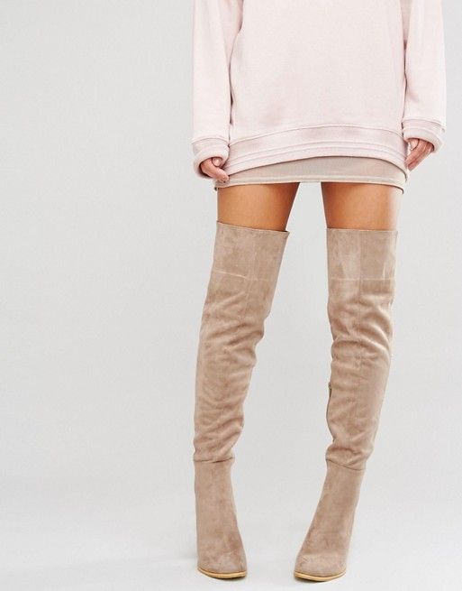 Daisy Street Taupe Heeled Over The Knee Boots | ASOS US