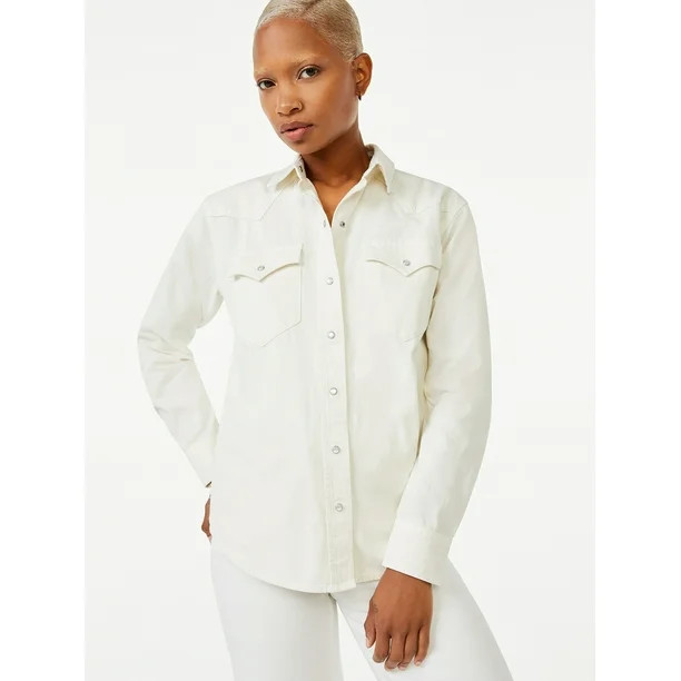 Free Assembly Women's Boyfriend Western Shirt | Walmart (US)