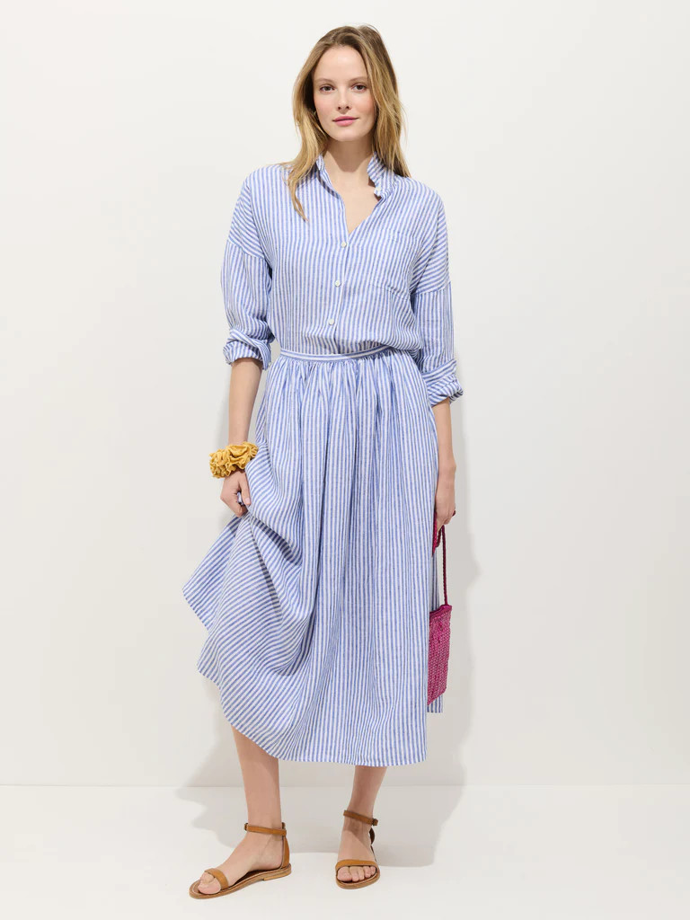 Sarah Striped Skirt In Linen | Alex Mill