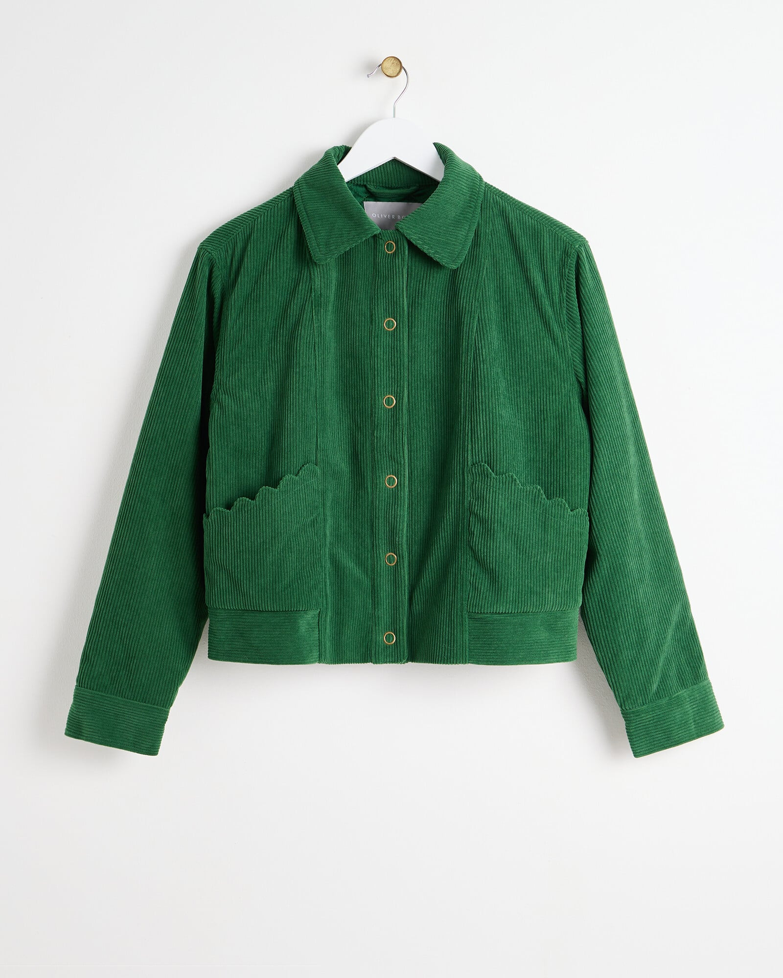 Green Corduroy Scallop Pocket Collared Jacket | Oliver Bonas US | Oliver Bonas (Global)