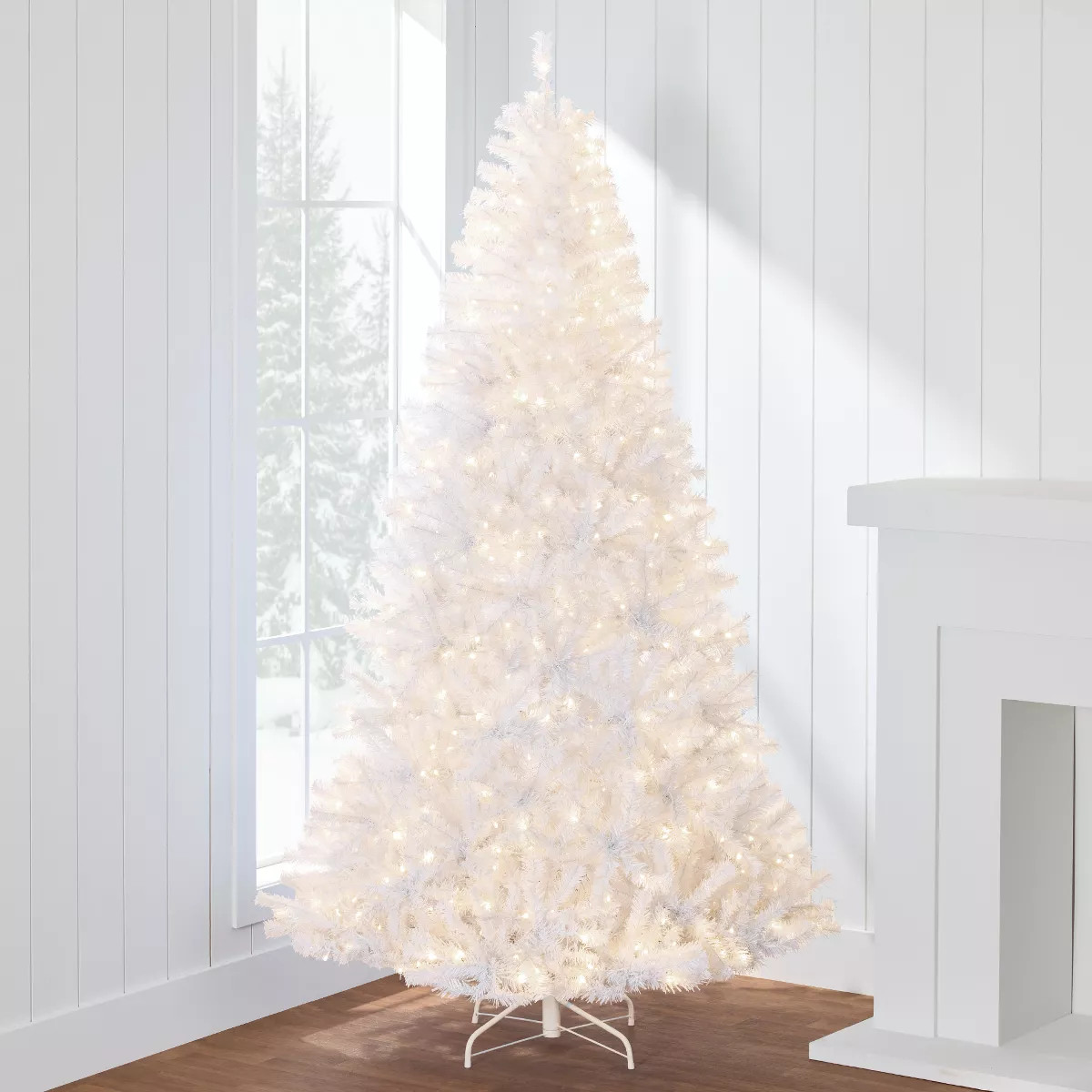 Best Choice Products Pre-Lit Premium Hinged White Artificial Christmas Pine Tree w/ Lights, Stand... | Target