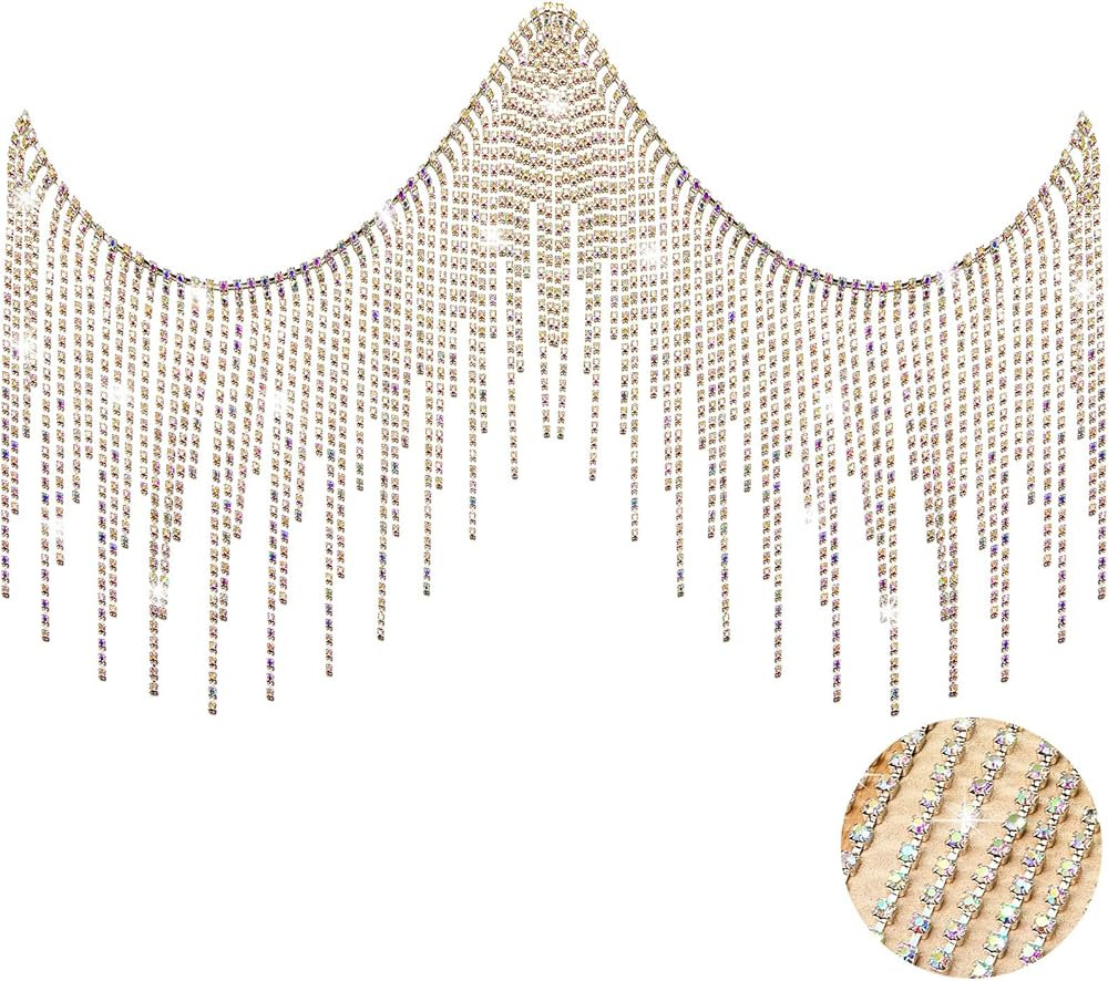 Rhinestone Fringe Rhinestone Trim Rhinestone Fringe Belt Rhinestone Fringe Trim Beaded Fringe Tri... | Amazon (US)