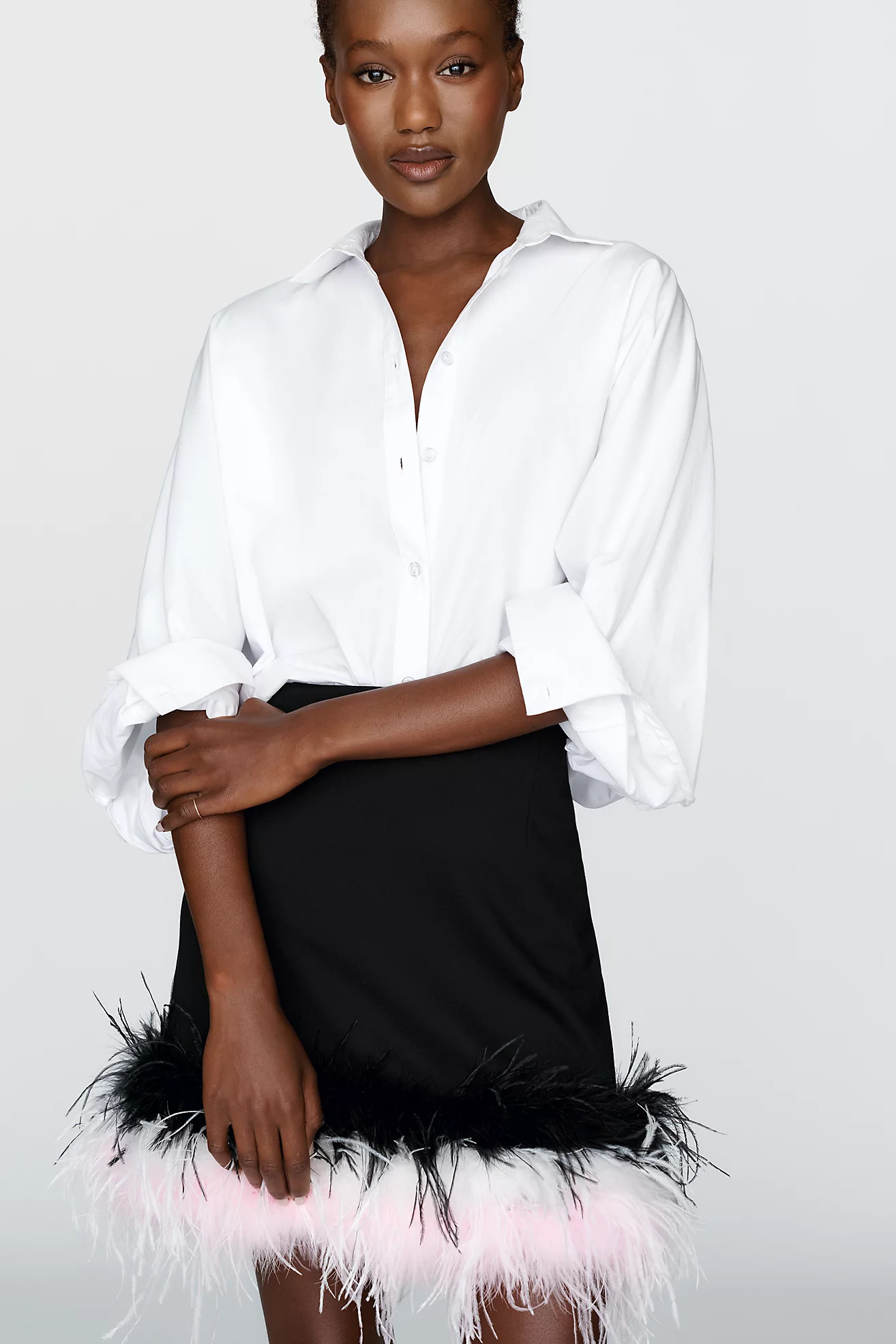 Faux Feather Trim Mini Skirt | Anthropologie (US)