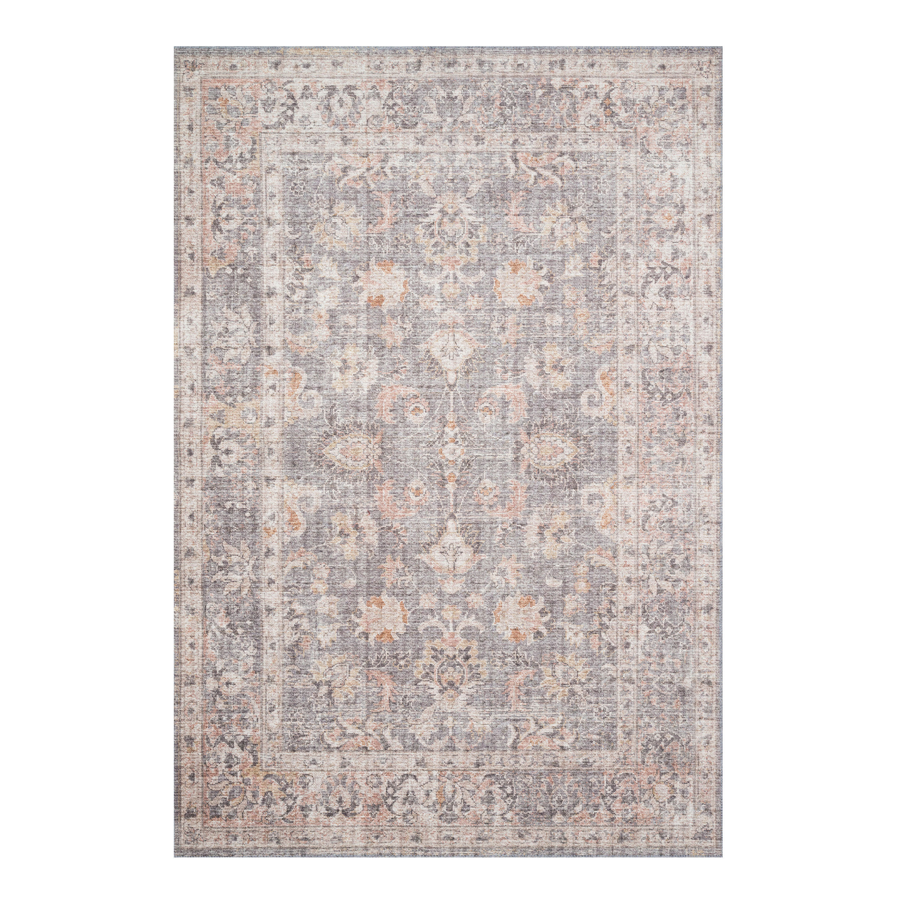Icaria Gray and Apricot Persian Style Area Rug | World Market
