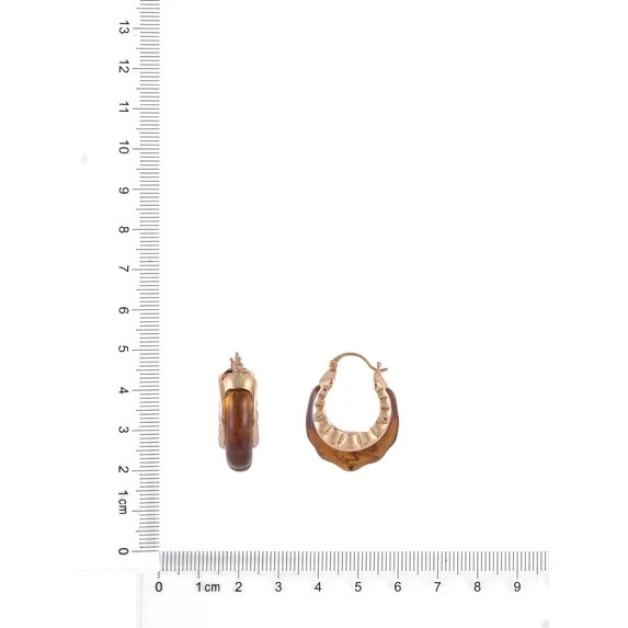 Scenario Women's Gold-Tone Brown Swirl Textured Hoop Earrings | Walmart (US)