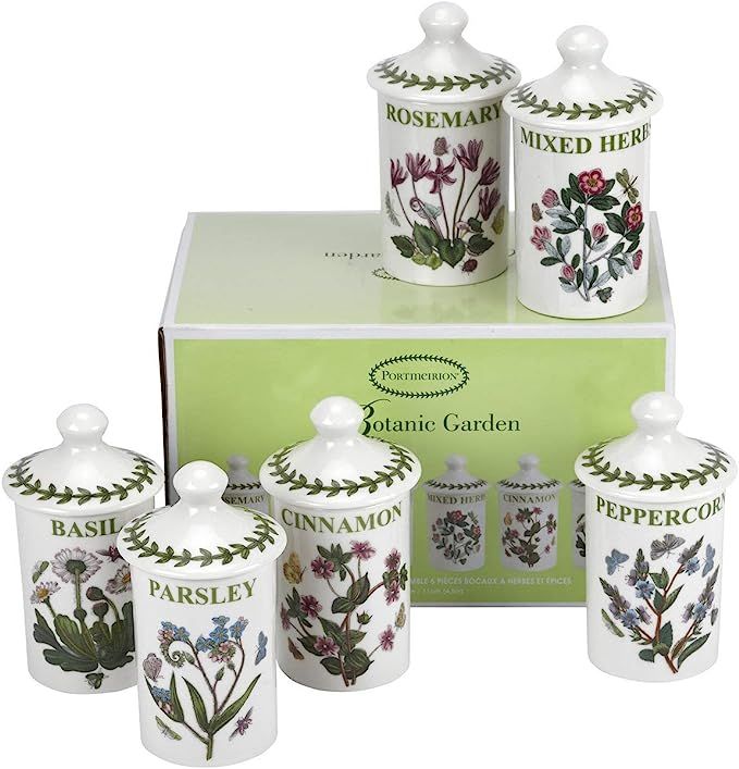 Portmeirion Botanic Garden Spice Jars | Set of 6 Spice Containers | 4.5 Inch | Assorted Floral Mo... | Amazon (US)