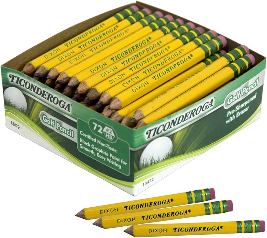 Ticonderoga Golf Wood-Cased Pencils, Pre-Sharpened, 2 HB, With Erasers, Yellow, 72 Count | Amazon (US)