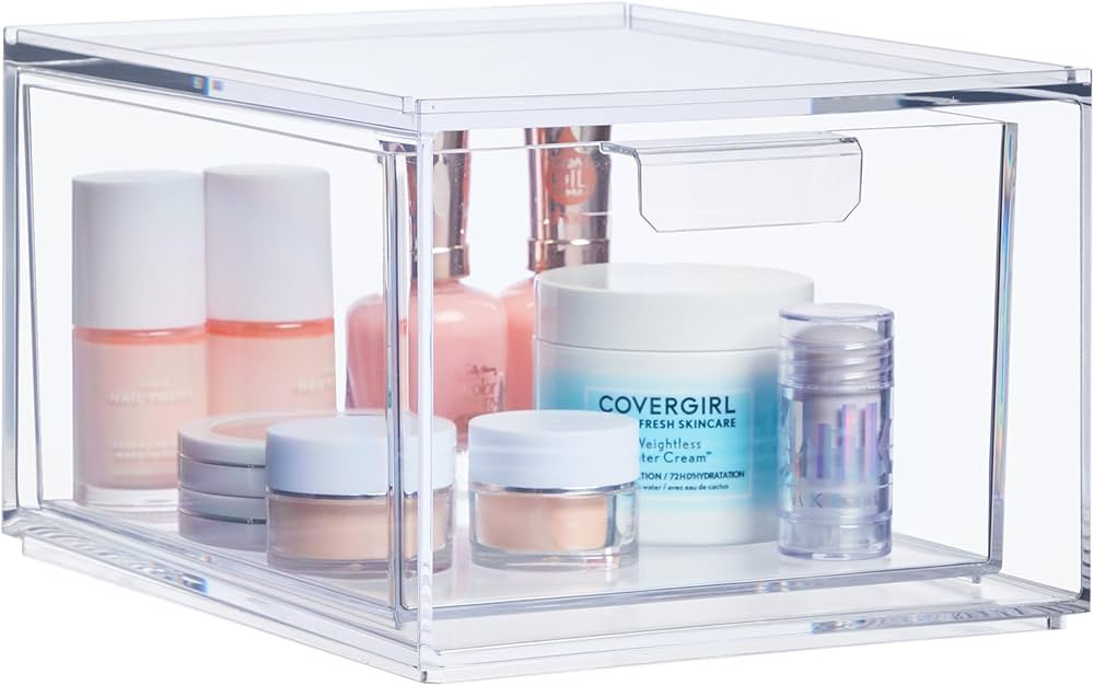 STORi Audrey Stackable Clear Bin Plastic Organizer Single Drawer | 4.5-Inches Tall | Organize Cos... | Amazon (US)