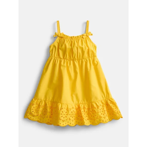 Wonder Nation Toddler Girls Sleeveless Cotton Dress with Scalloped Edge, Sizes 12M-5T | Walmart (US)