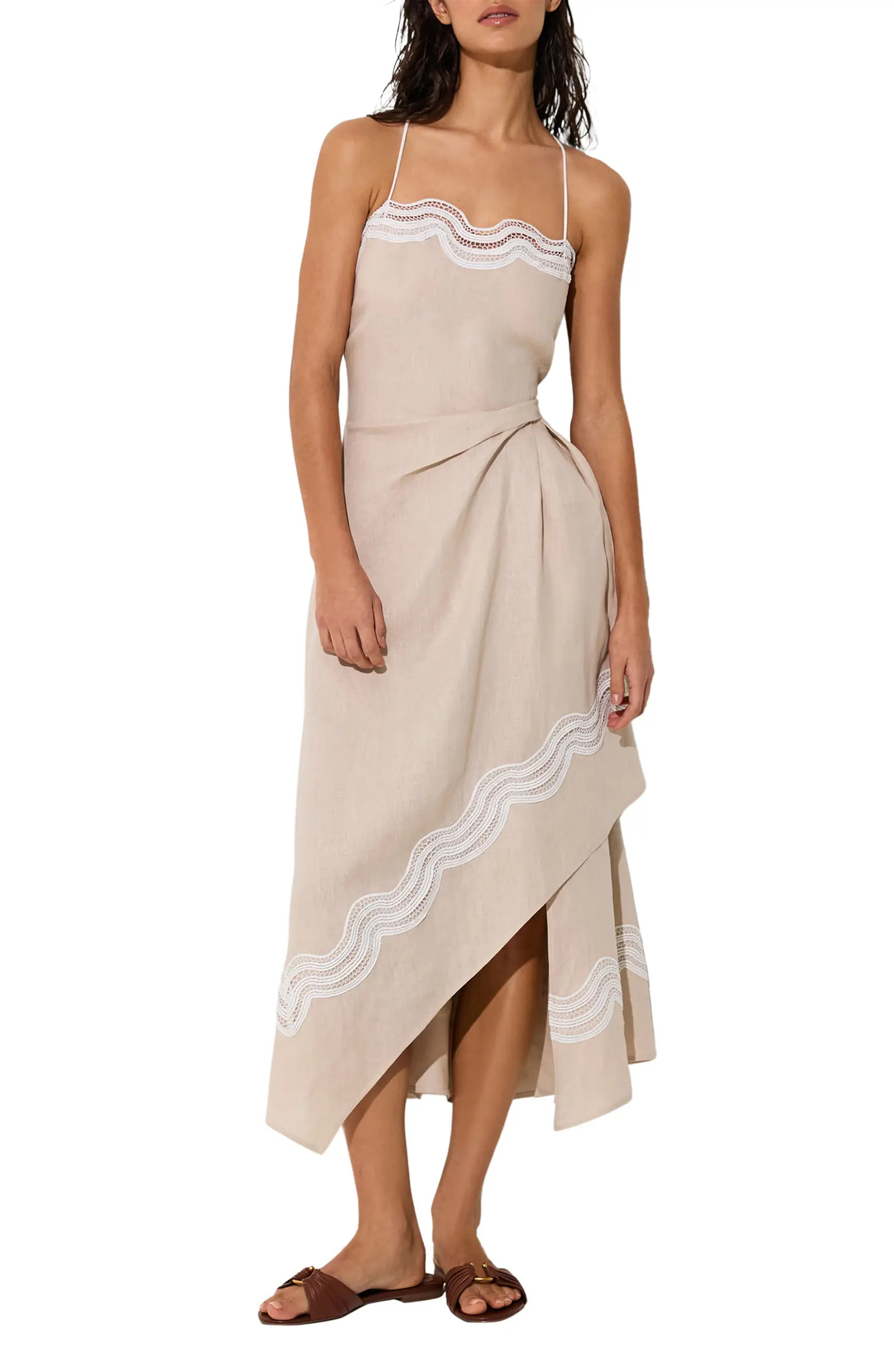 Reiss Arla Embroidered Linen Cover-Up Dress | Nordstrom | Nordstrom