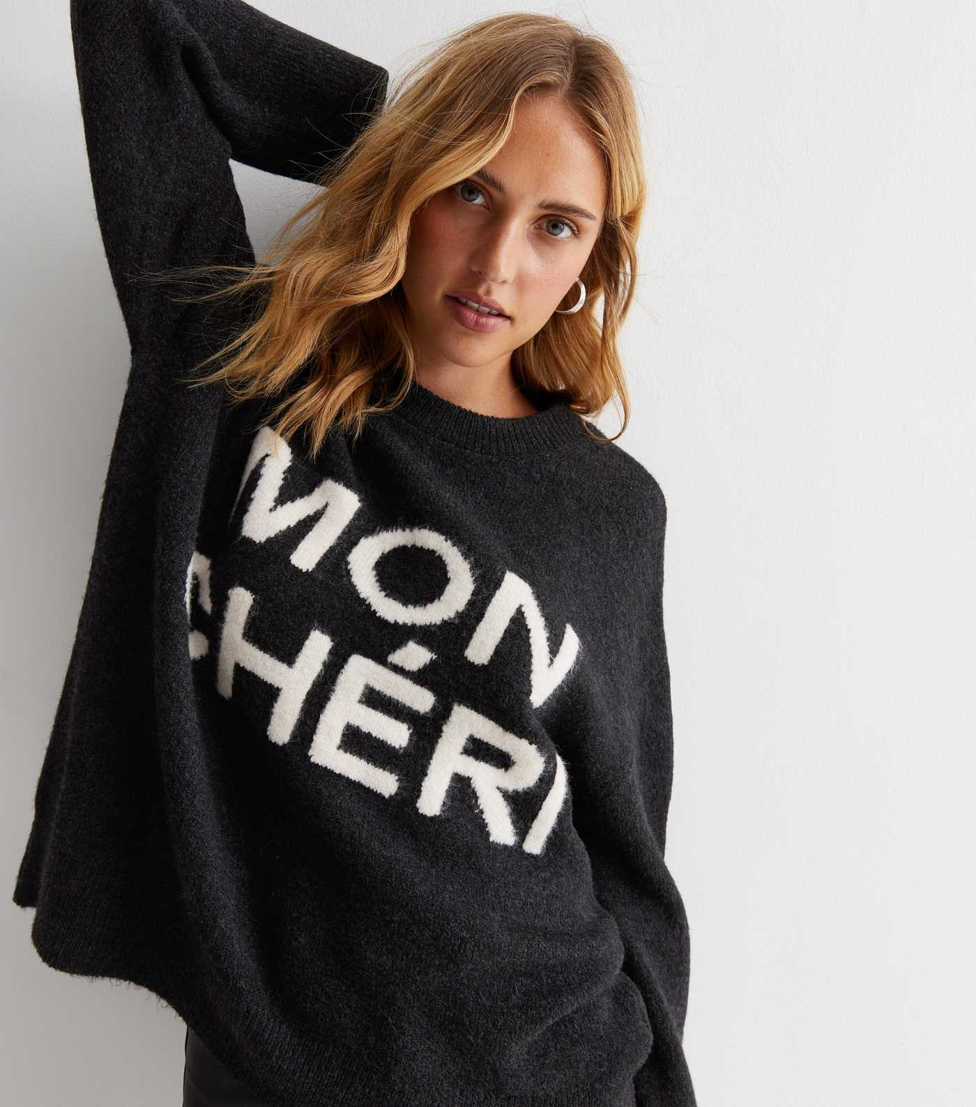 Dark Grey Knit Mon Chéri Logo Jumper
						
						Add to Saved Items
						Remove from Saved Ite... | New Look (UK)