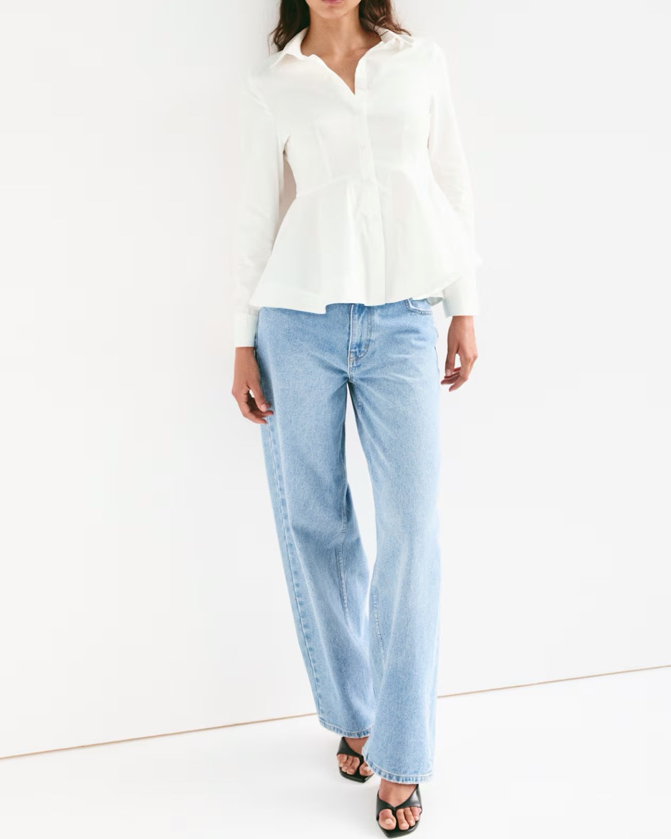 Peplum white button up shirt

#LTKSeasonal
